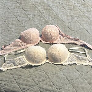 Lace Victoria Secret Bra - Pink and Cream- 36B